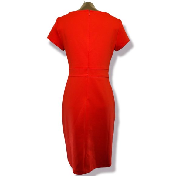 Studio One New York Women's Red Short Sleeves Round Neck Knee Dress - Size 6 - Picture 2 of 5